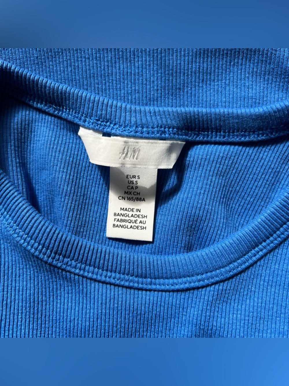 Blue Ribbed Tank Crop Top - Picture 3 of 5